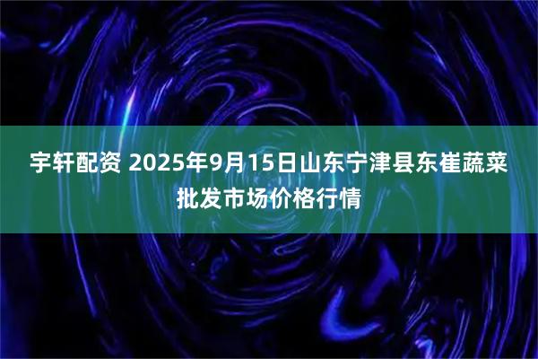 宇轩配资 2025年9月15日山东宁津县东崔蔬菜批发市场价格行情