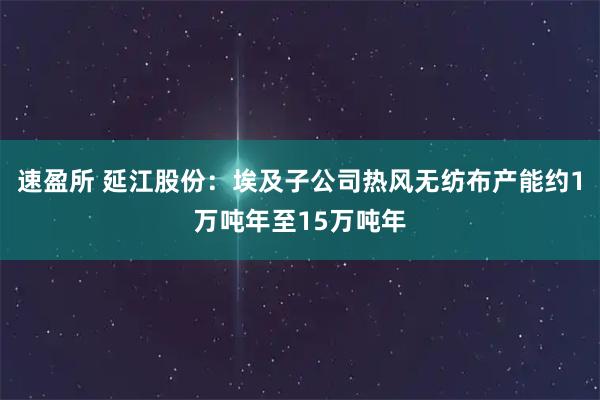速盈所 延江股份：埃及子公司热风无纺布产能约1万吨年至15万吨年